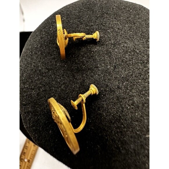 Vintage French Emperor Napoleon Bonaparte Coin Gold Tone Earrings Screw Back BR - Picture 10 of 11